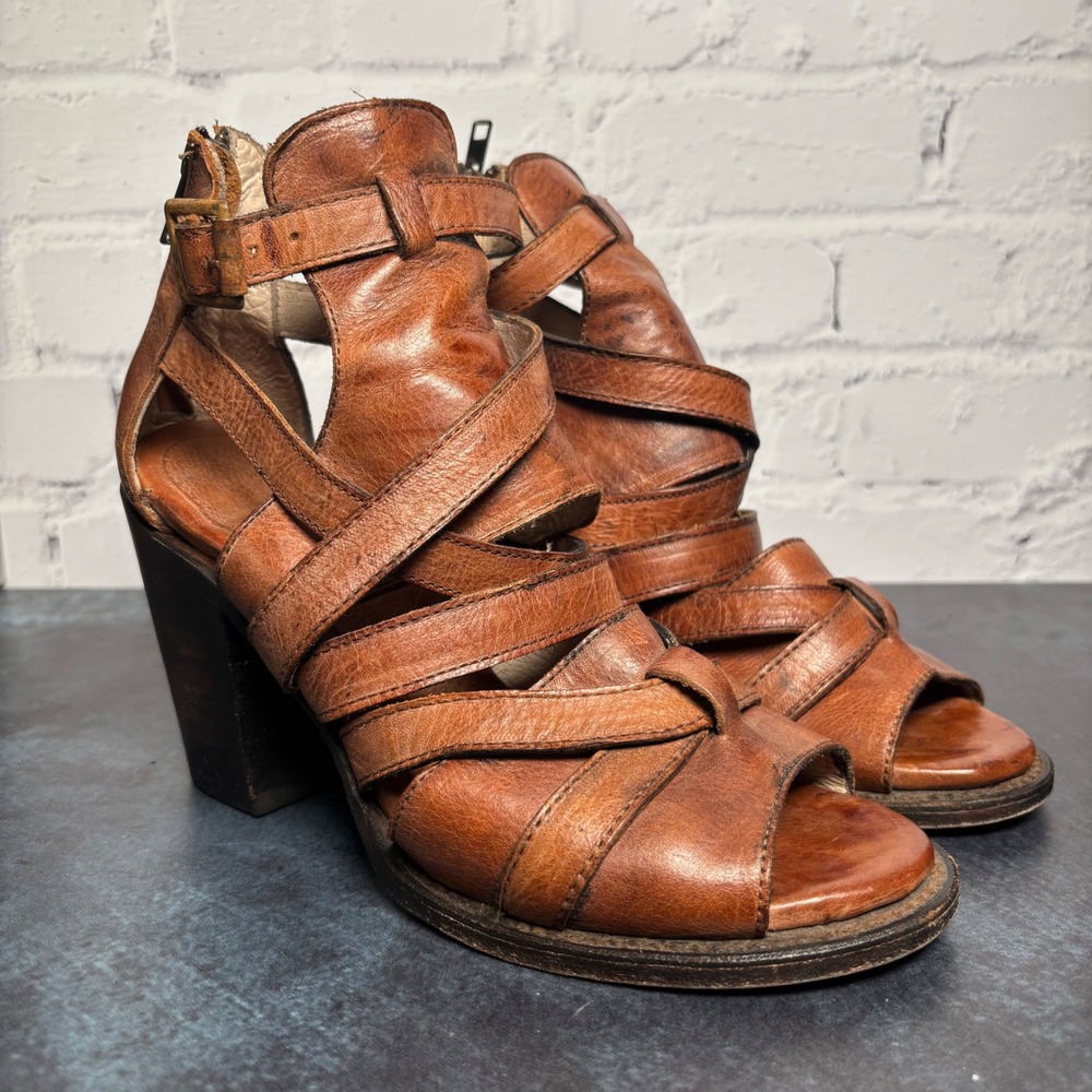 Free Bird Claw Strappy Sandals Brown Leather Boho Western Size 8